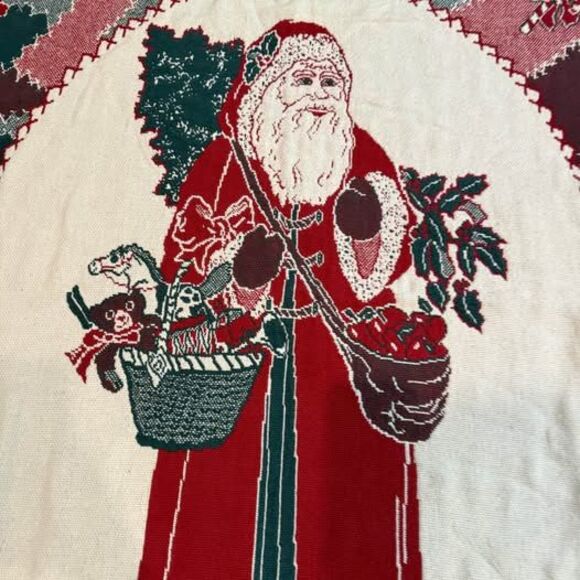 Vintage 1991 MWW Santa Claus Christmas Throw Blanket - Picture 2 of 7